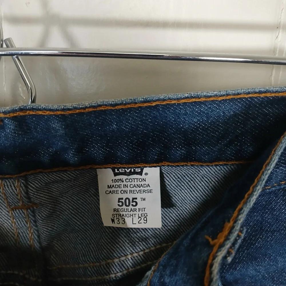 Levi's 505 Jeans Mens 33x26 Short Blue Regular Fit Straight Leg Made in Canada